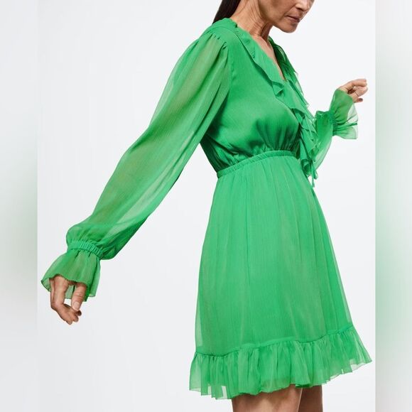 New Mango MNG Textured ruffled dress, women size small, size US 4 - Picture 11 of 11